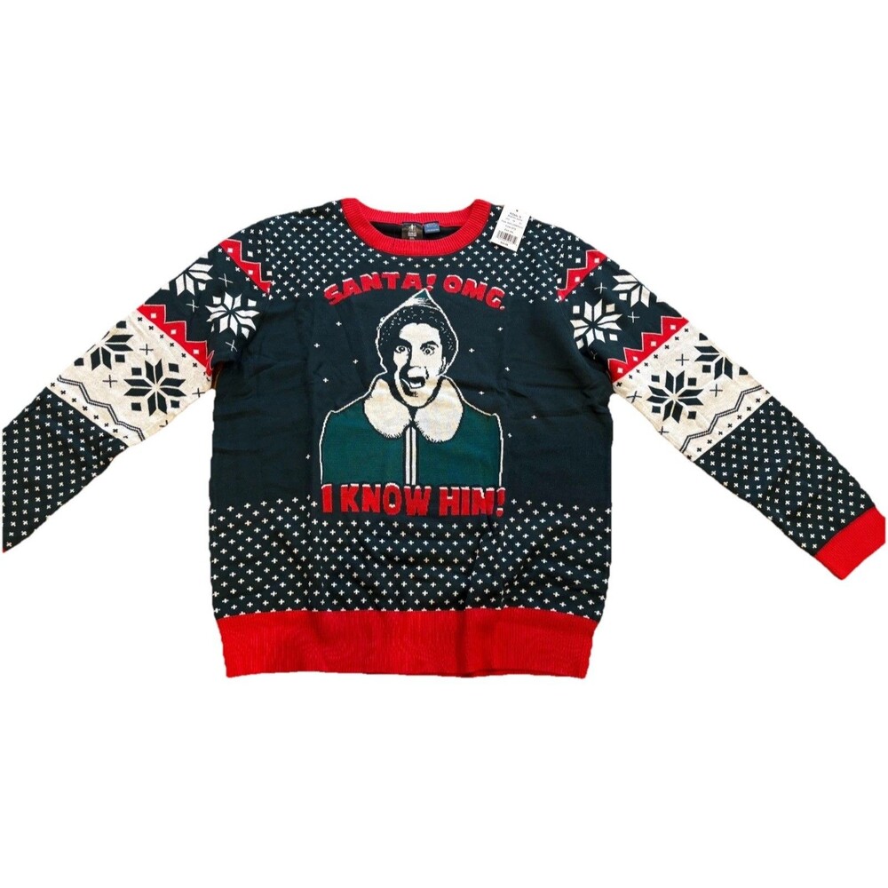 UGLY Christmas sweater Men’s Size 2XL Big and Tall ELF OMG Santa I Know Him NWT